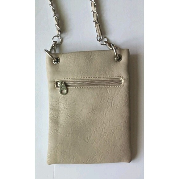 Skull Head Crossbody Bag Bling Rhinestone Shoulder Sling Pouch Beige Chain Strap - Picture 2 of 7